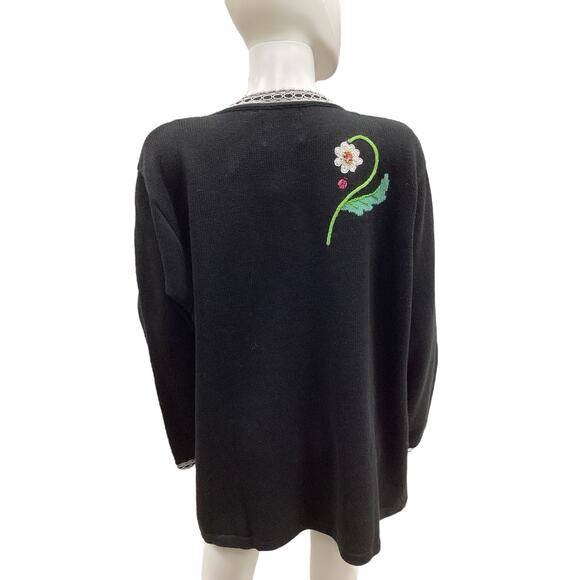NWT Storybook Knits Cardigan Women’s Size 2X Embroidered Flowers Ladybug Motif - Picture 4 of 6